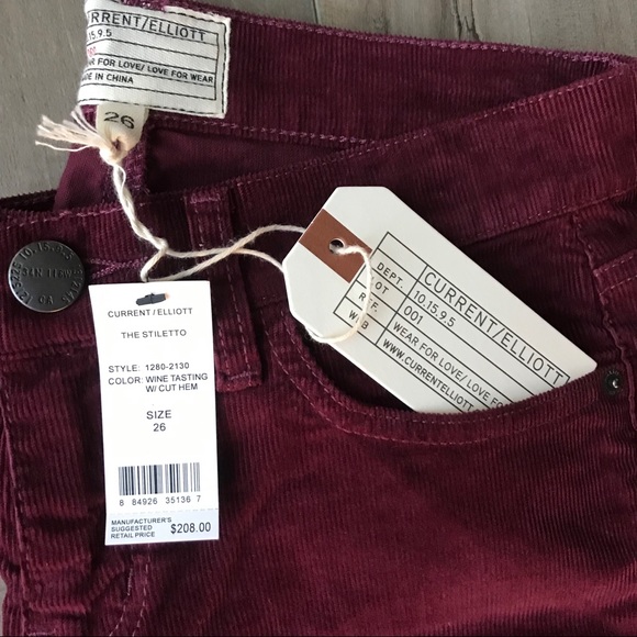 Current/Elliott Stiletto Ankle Corduroy Jean Size 26 - Picture 5 of 8